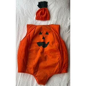 Kids HalloweenCostume Orange & Black Pumpkin Costume, Large